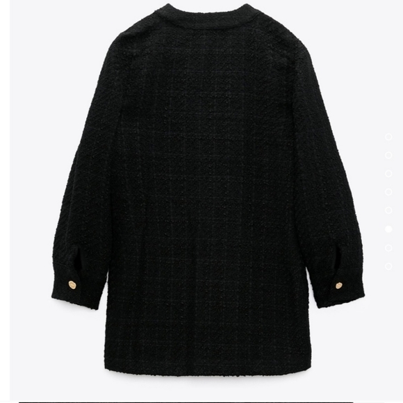 Zara * Textured Tweed Black Blazer Dress - Picture 9 of 10